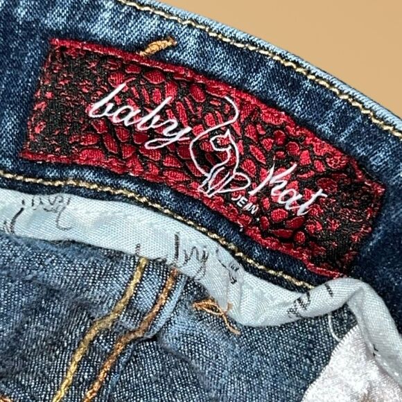 Baby Phat Y2K Cropped Buttoned Ankle Medium Wash Blue Denim Jeans Size 5 - Picture 8 of 9